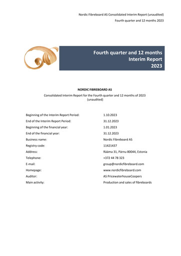 Miniature Nordic Fibreboard AS Rapport financier 2023