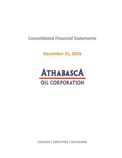 Thumbnail Athabasca Oil Corporation Financial Statement 2016