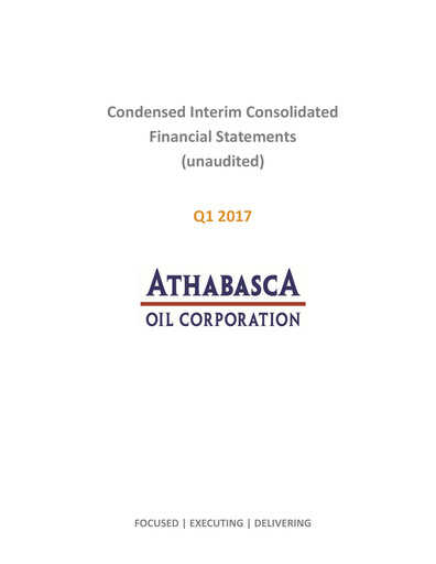Thumbnail Athabasca Oil Corporation Financial Statement 2017-q1