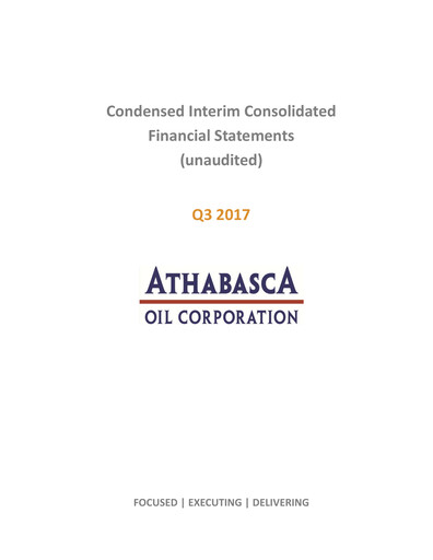 Thumbnail Athabasca Oil Corporation Financial Statement 2017-q3