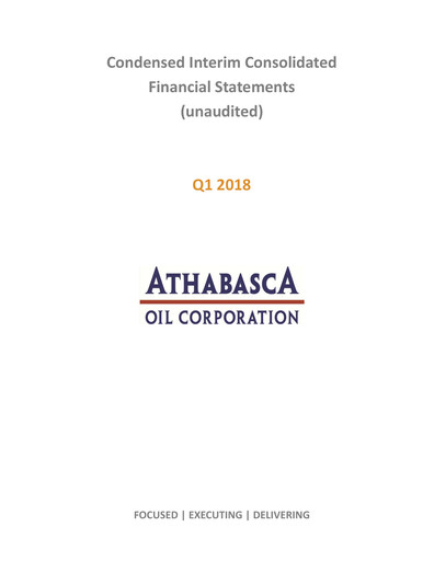 Thumbnail Athabasca Oil Corporation Financial Statement 2018-q1