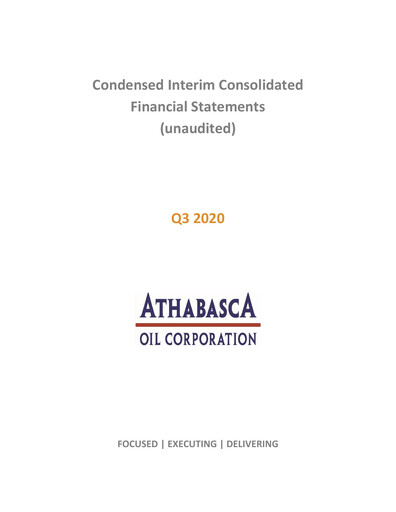 Thumbnail Athabasca Oil Corporation Financial Statement 2020-q3