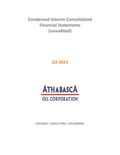 Thumbnail Athabasca Oil Corporation Financial Statement 2024-q3