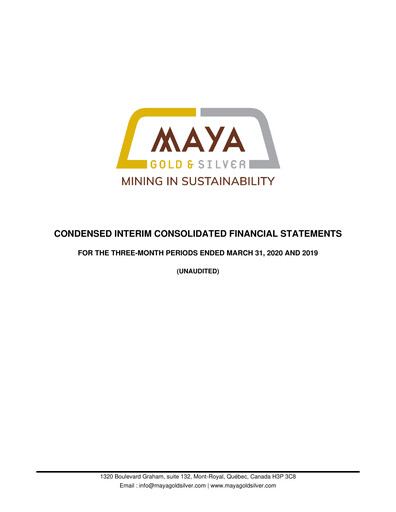 Thumbnail Aya Gold & Silver Financial Statement 2020-q1