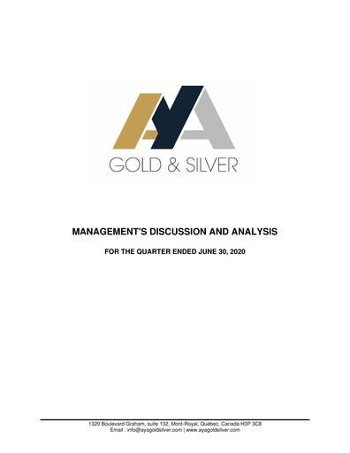 Thumbnail Aya Gold & Silver Quarterly Report 2020-q2