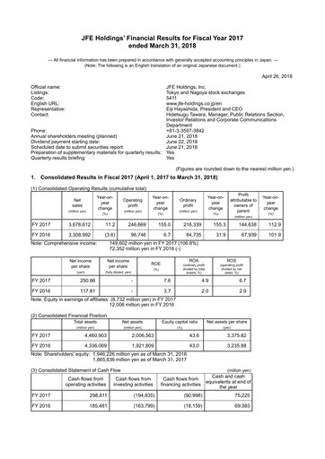 Thumbnail JFE Holdings Financial Statement fy2017