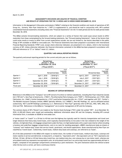Miniature NFI Group Bilan financier fy2018