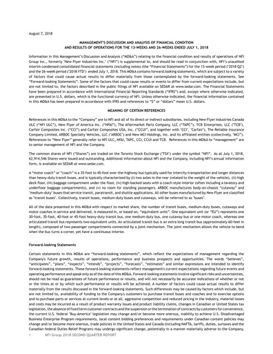 Miniature NFI Group Rapport trimestriel 2018-q2