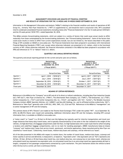 Miniature NFI Group Rapport trimestriel 2018-q3