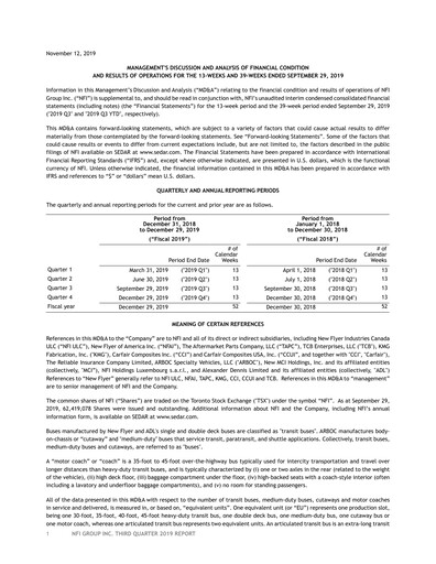 Miniature NFI Group Rapport trimestriel 2019-q3