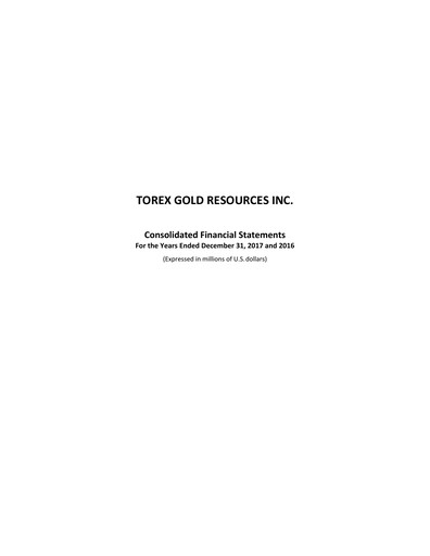 Miniature Torex Gold Resources Bilan financier 2017