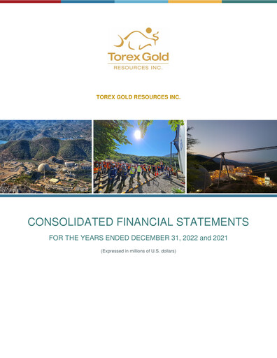 Miniature Torex Gold Resources Bilan financier 2022
