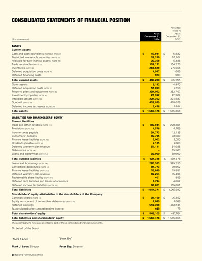 Thumbnail Leon's Furniture Financial Statement 2014