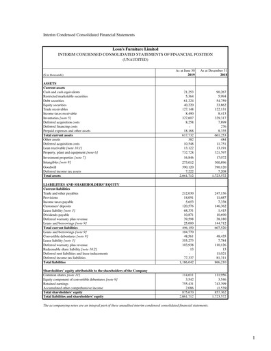 Thumbnail Leon's Furniture Quarterly Report 2019-q2