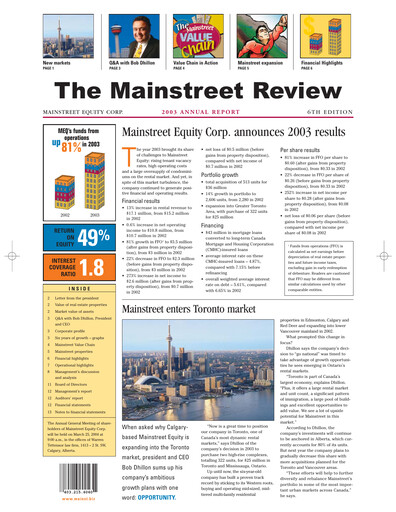 Thumbnail Mainstreet Equity Annual Report 2003