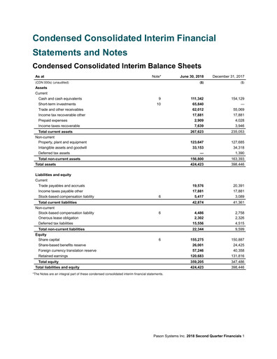 Thumbnail Pason Systems Quarterly Report 2018-q2