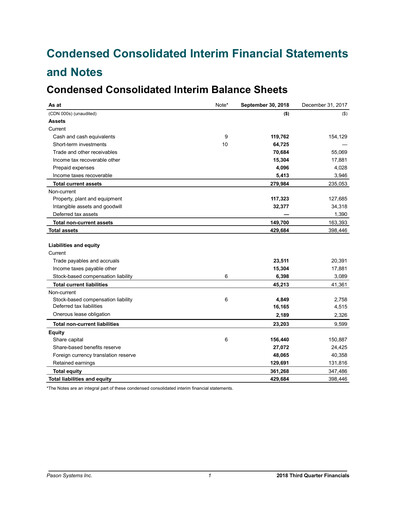 Thumbnail Pason Systems Quarterly Report 2018-q3