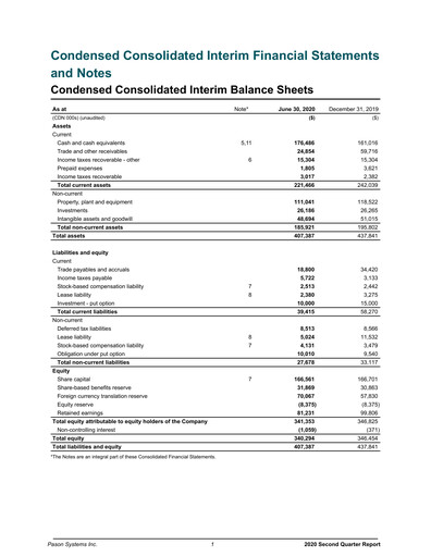 Thumbnail Pason Systems Quarterly Report 2020-q2