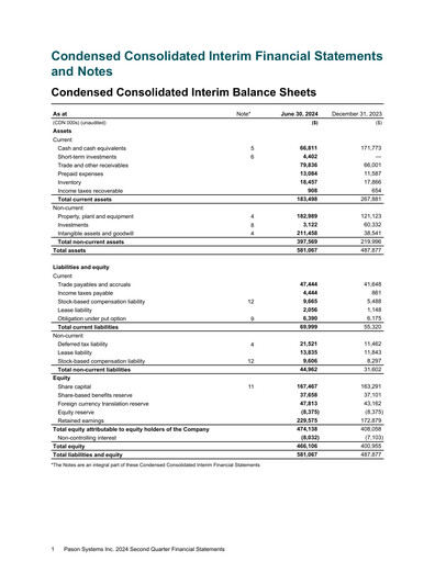 Thumbnail Pason Systems Quarterly Report 2024-q2