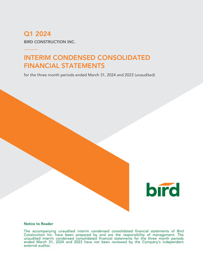 Thumbnail Bird Construction Financial Statement 2024-q1