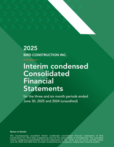 Thumbnail Bird Construction Financial Statement 2025-q2