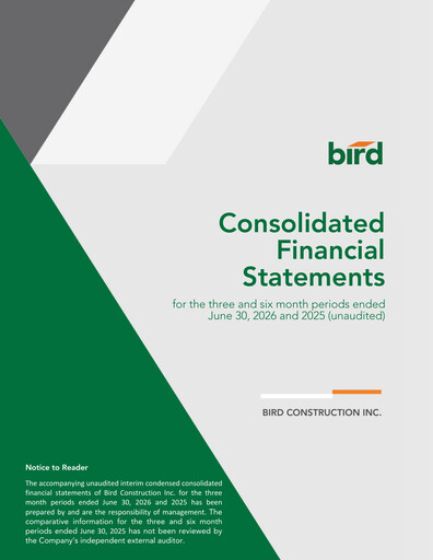 Vorschaubild Bird Construction Finanzmitteilung 2026-q2