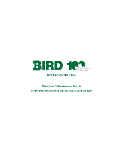 Thumbnail Bird Construction Quarterly Report 2020-q1