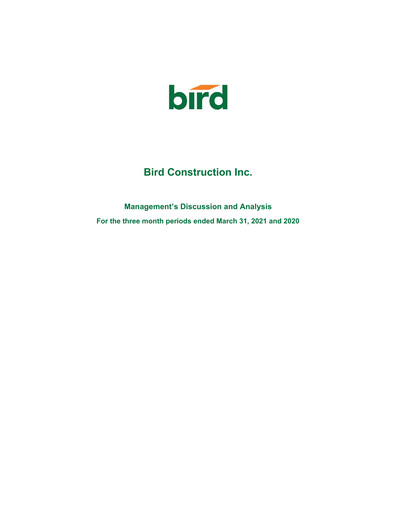Thumbnail Bird Construction Quarterly Report 2021-q1