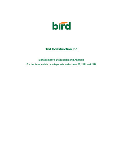 Thumbnail Bird Construction Quarterly Report 2021-q2