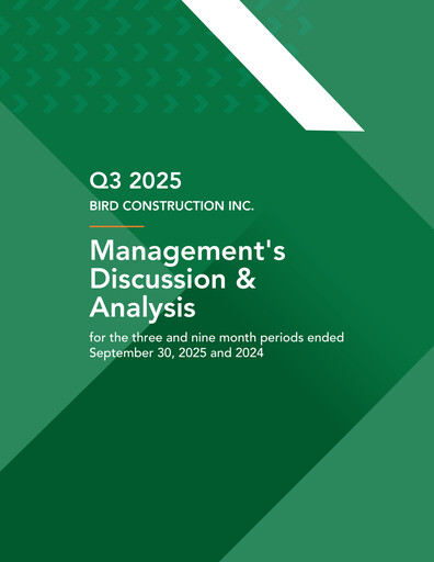 Thumbnail Bird Construction Quarterly Report 2025-q3