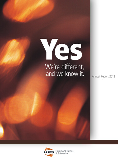 Thumbnail Hammond Power Solutions Annual Report 2012