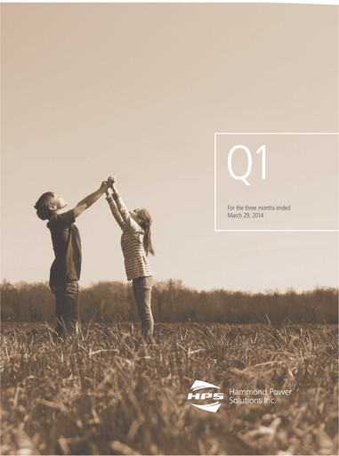 Thumbnail Hammond Power Solutions Quarterly Report 2014-q1