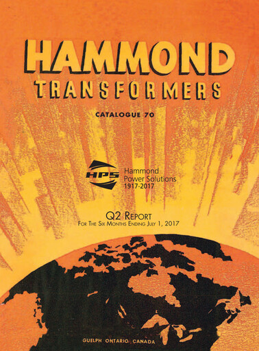 Miniature Hammond Power Solutions Rapport trimestriel 2017-q2