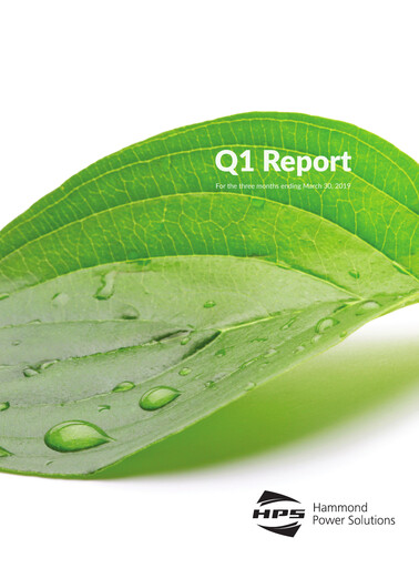 Miniature Hammond Power Solutions Rapport trimestriel 2019-q1