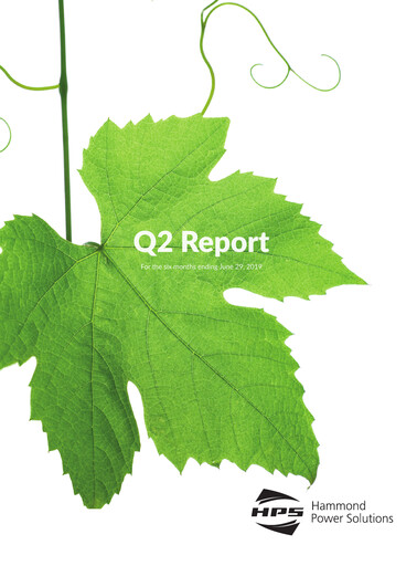 Miniature Hammond Power Solutions Rapport trimestriel 2019-q2
