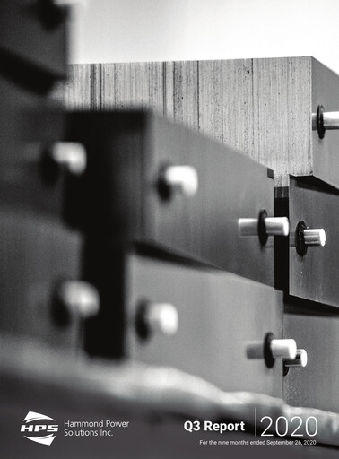 Miniature Hammond Power Solutions Rapport trimestriel 2020-q3