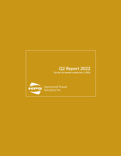 Miniature Hammond Power Solutions Rapport trimestriel 2022-q2