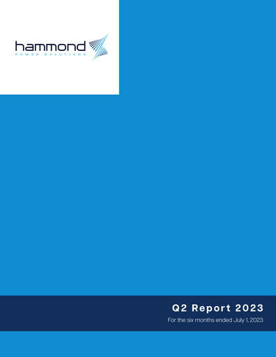 Miniature Hammond Power Solutions Rapport trimestriel 2023-q2