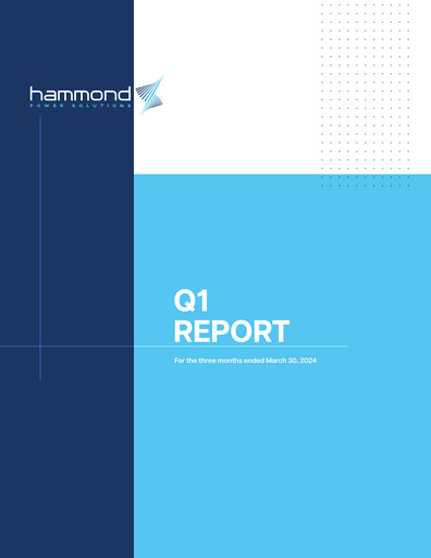 Miniature Hammond Power Solutions Rapport trimestriel 2024-q1