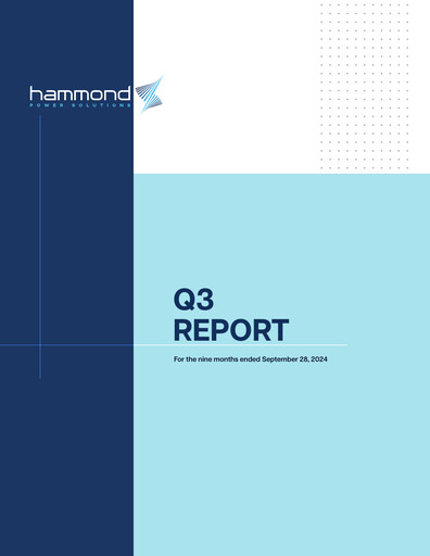 Miniature Hammond Power Solutions Rapport trimestriel 2024-q3