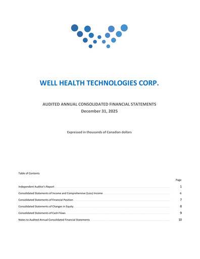 Thumbnail WELL Health Technologies Financial Statement 2025
