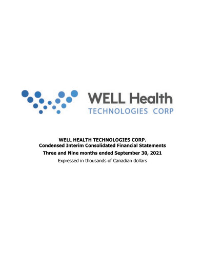 Vorschaubild WELL Health Technologies Quartalsbericht 2021-q3