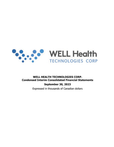 Vorschaubild WELL Health Technologies Quartalsbericht 2023-q3