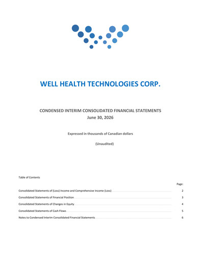 Vorschaubild WELL Health Technologies Quartalsbericht 2026-q2