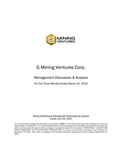 Thumbnail G Mining Ventures Quarterly Report 2022-q1