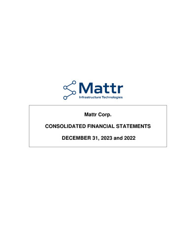 Vorschaubild Mattr Corp. Finanzmitteilung 2023