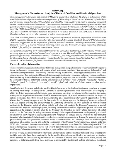 Miniature Mattr Corp. Rapport trimestriel 2026-q2
