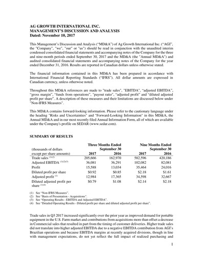 Thumbnail Ag Growth International Quarterly Report 2017-q3