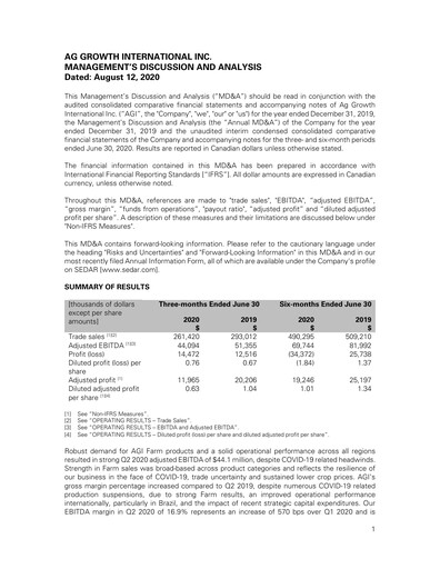 Thumbnail Ag Growth International Quarterly Report 2020-q2