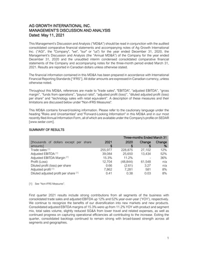 Thumbnail Ag Growth International Quarterly Report 2021-q1